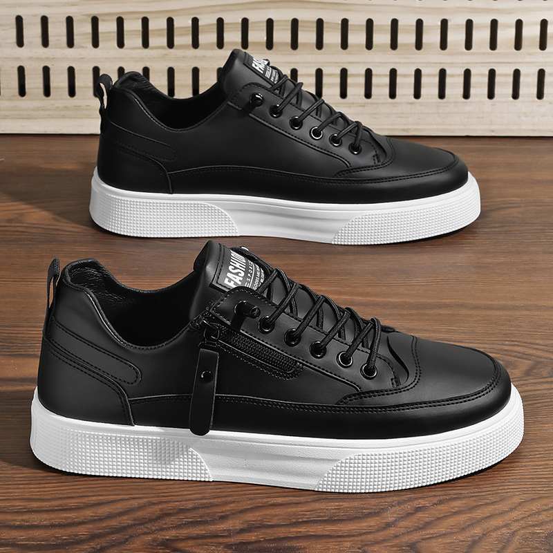 Men'S Shoes Hey Dude - Men's Side Zipper Leather Sneakers |