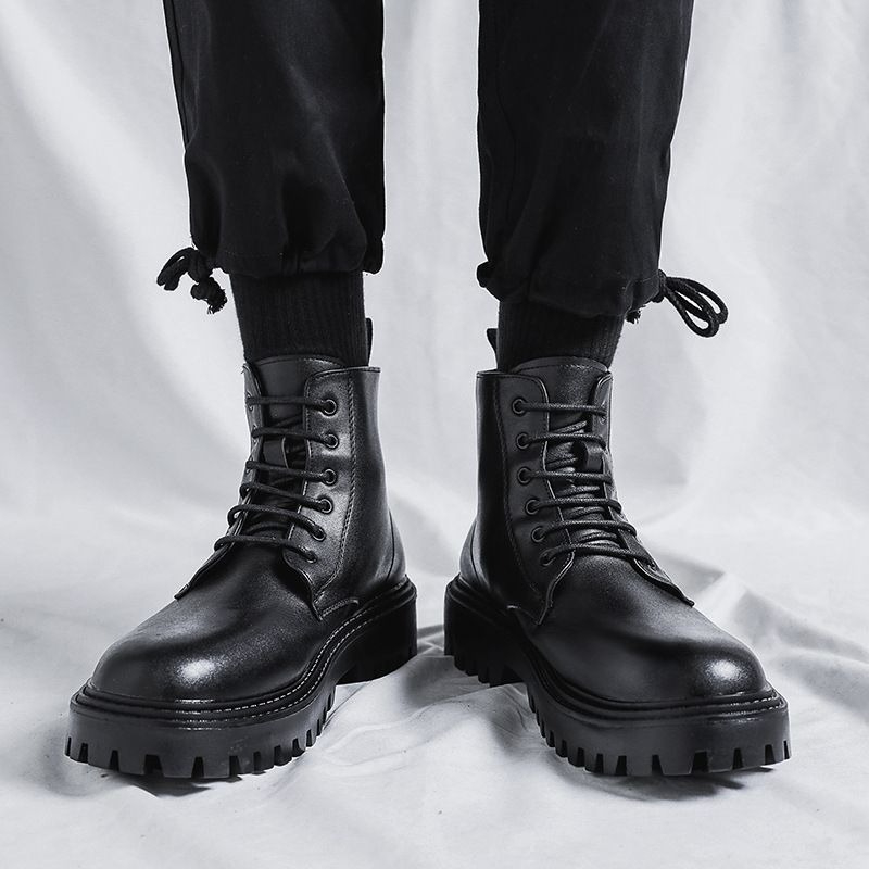 Men High Top Leather Boots Fas - Men'S Shoes Increase Height review and price