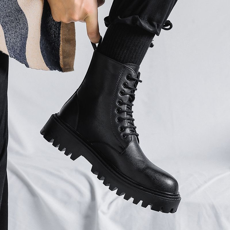 Men High Top Leather Boots Fas - Men'S Shoes Increase Height review and price