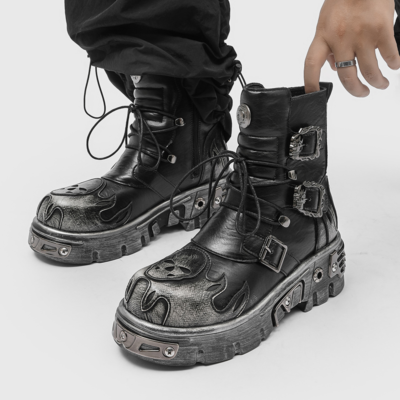 Punk Style Retro Cool Skull Fl - Men'S Shoes Increase Height review and price