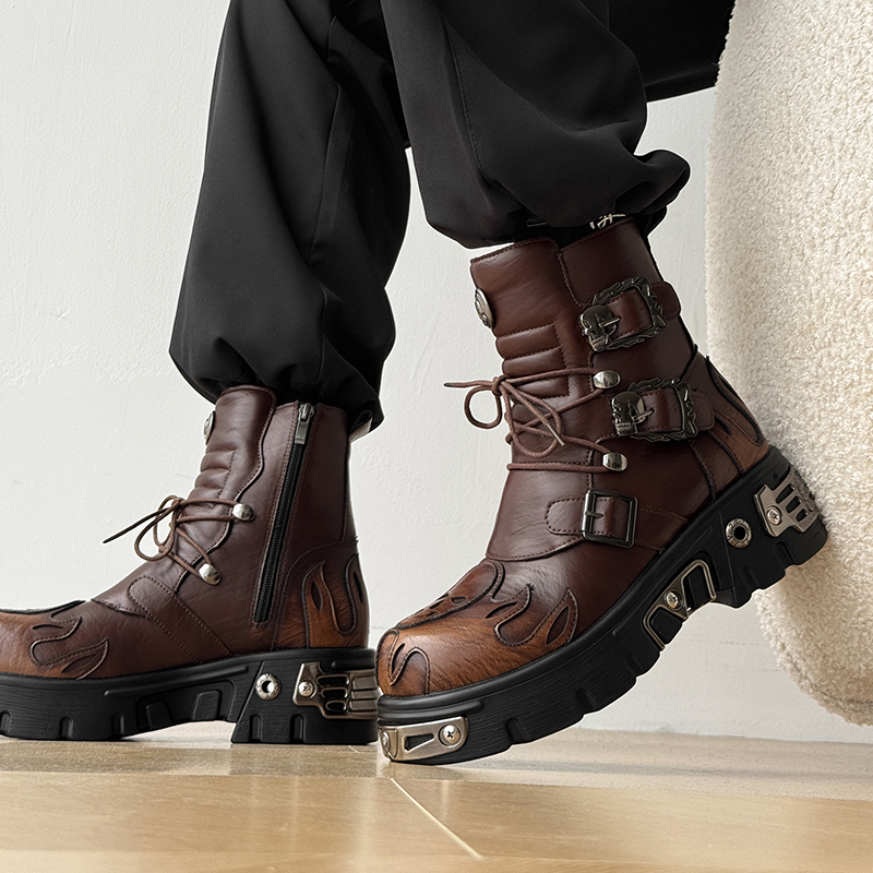 Punk Style Retro Cool Skull Fl - Men'S Shoes Increase Height review and price