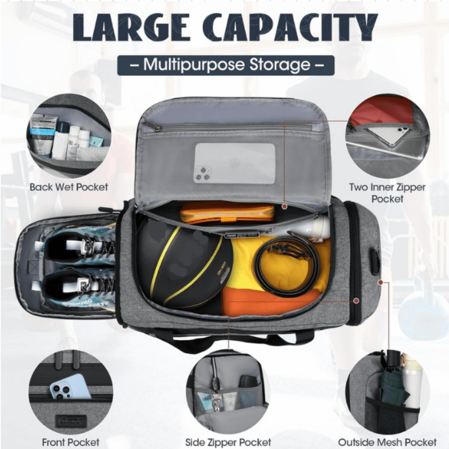 55L Sports Gym Duffel Bag For  - Men'S Shoes Water Resistant review and price