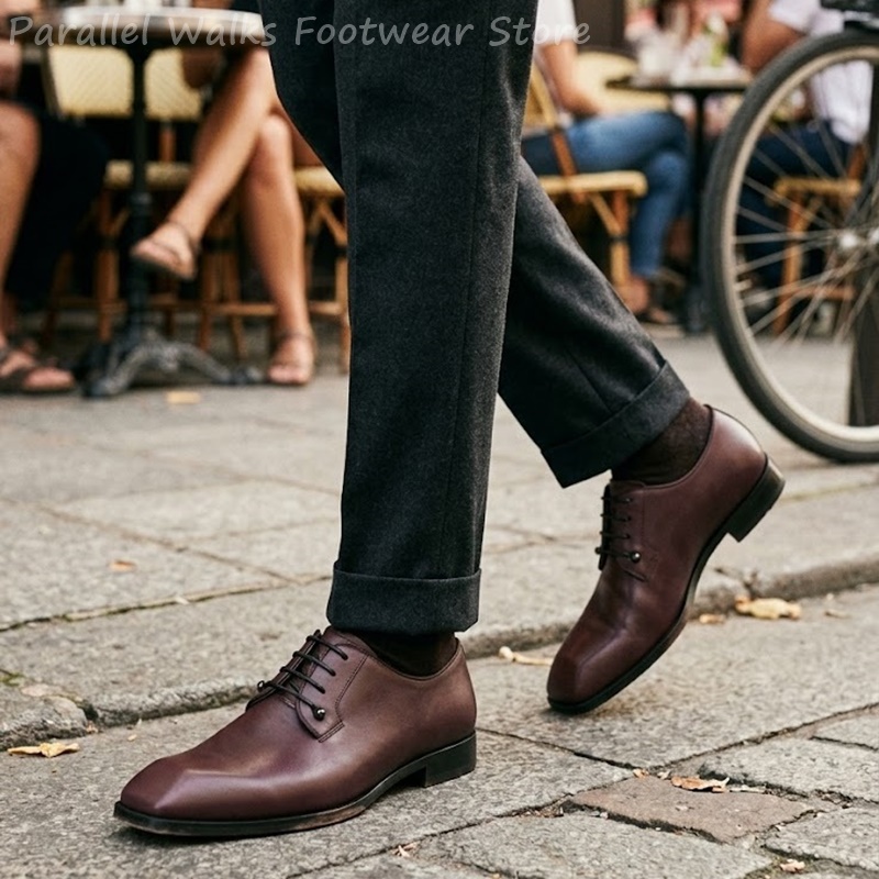 Mens Dark Brown Leather Derby  - Men'S Shoes Smart review and price